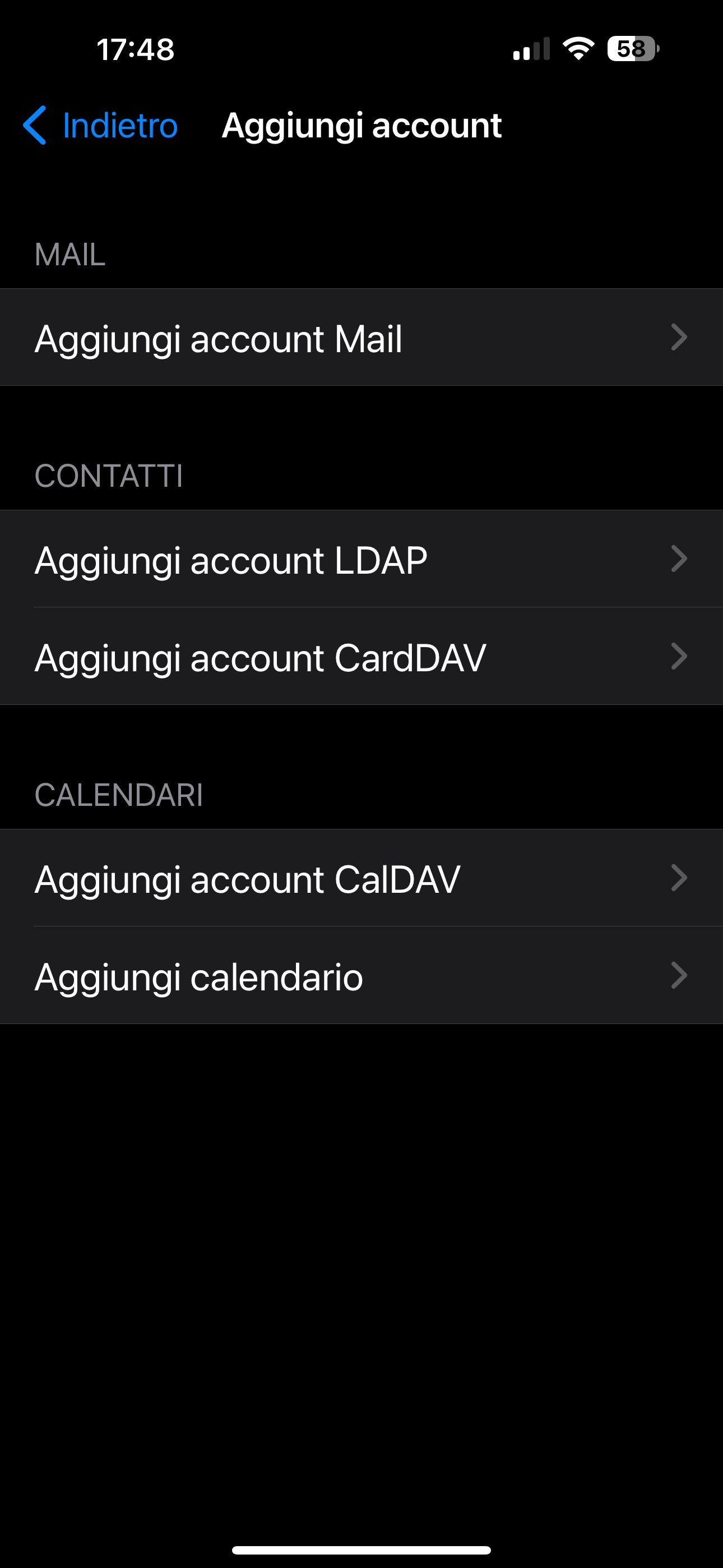 Aggiungi account di posta